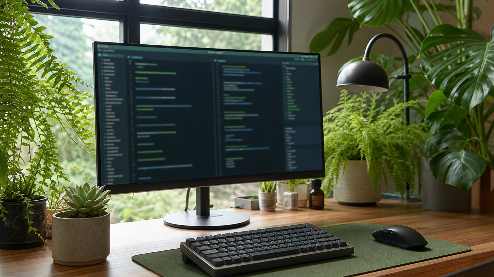 Editor de código en entorno biofílico
